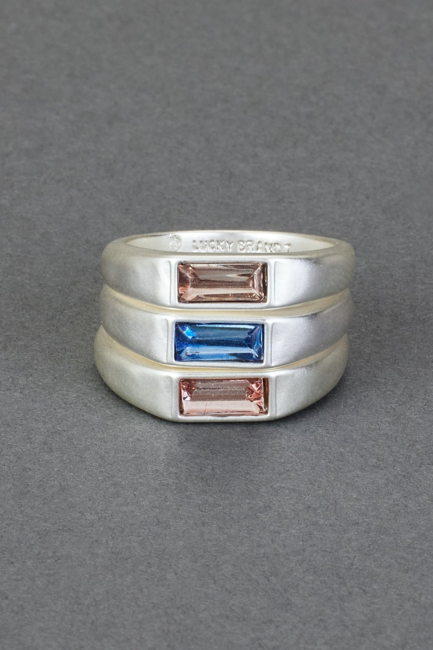 multi color set stone ring stack